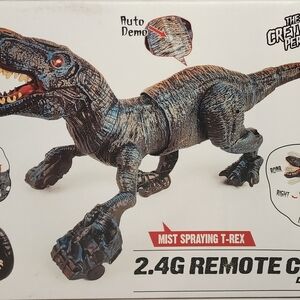 Remote Control Dinosaur Toy 2.4G Remote Control Mist Spraying Dinosaur - Gray